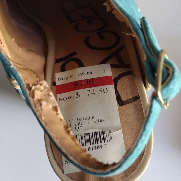 Kelsi Dagger turquoise suede platform high heels sandals 7.5 - Picture 10 of 15